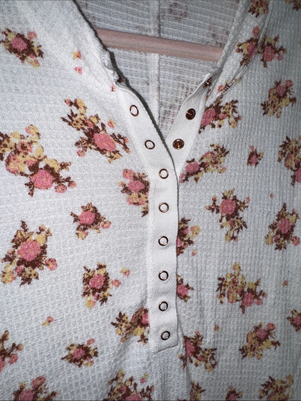 Free People Intimately One of the Girls Floral Henley Thermal Top Size L - Picture 5 of 10